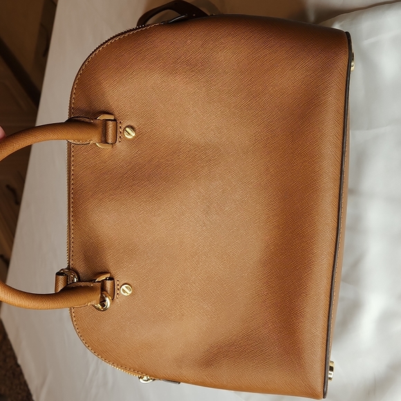 Michael Kors Saffiano Leather Cindy Dome Satchel in Peanut - Picture 6 of 12